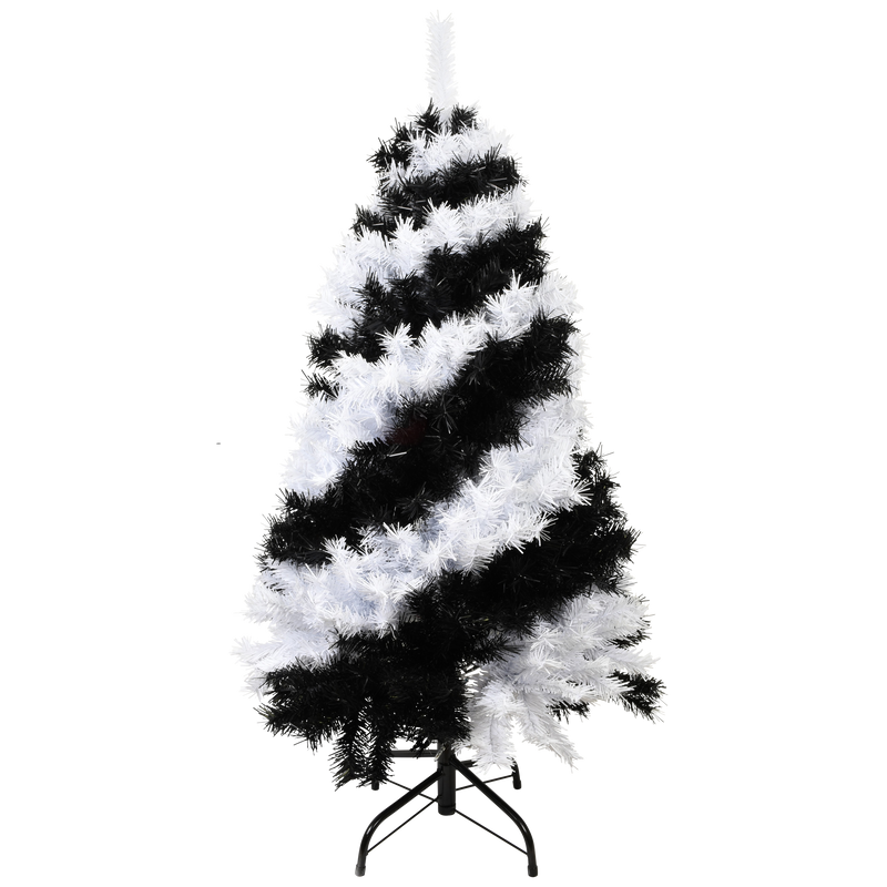 4 Foot Black and White Swirl Colored Artificial Christmas / Halloween Tree