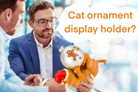 
              Playing Cat Christmas Ornament Display Holder 10" x 4.5" (Orange Cat)
            