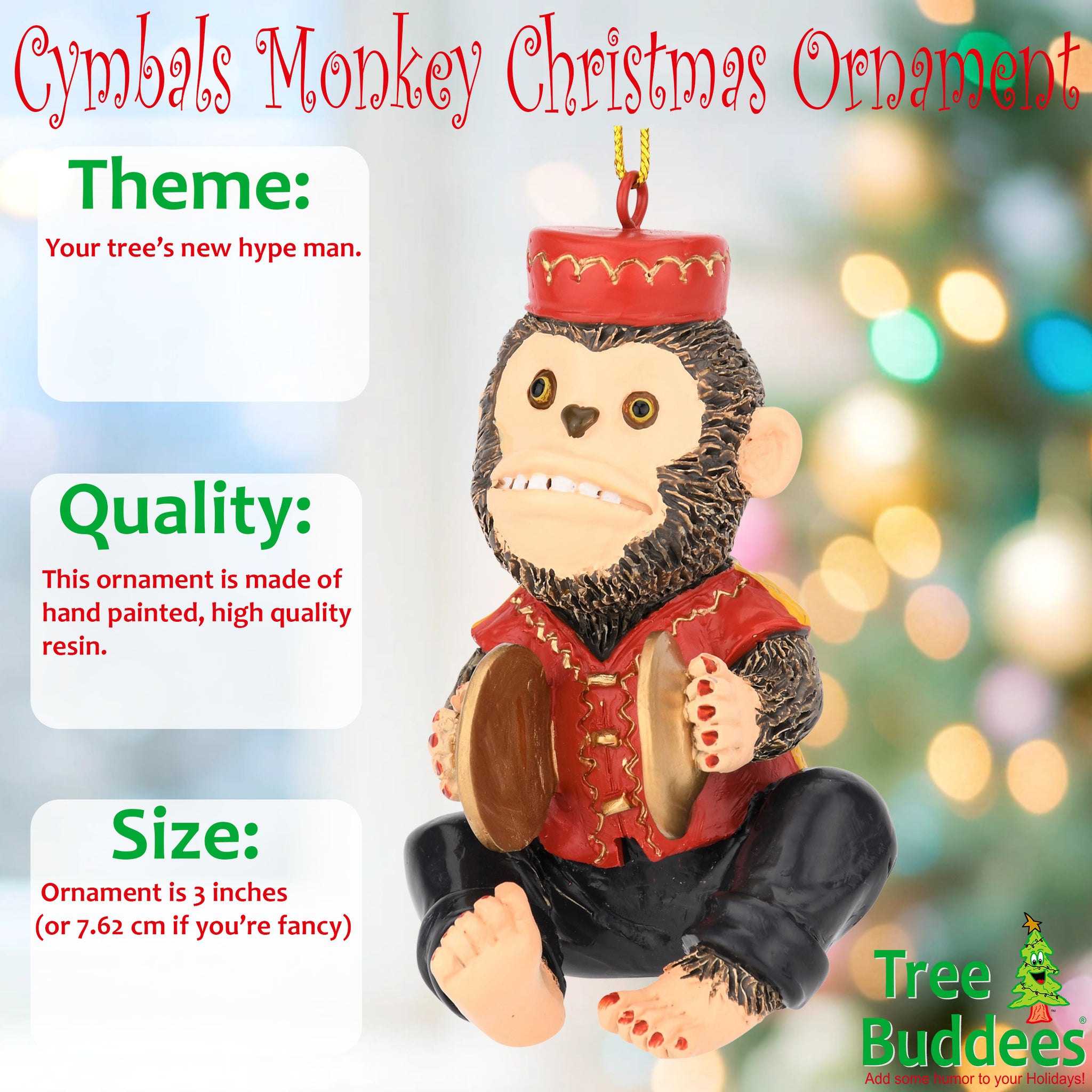 Cymbals Monkey Unique Retro Toy Christmas Ornaments| Tree