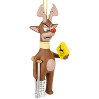 Funny Deer Crossing Injured Reindeer Christmas Ornament