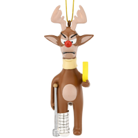 Funny Deer Crossing Injured Reindeer Christmas Ornament