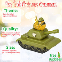 
              Funny Fish Tank Christmas Ornament Goldfish Driving a Green Army Tank
            