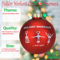 
              Wine Opener Holiday Workout Funny Glass Christmas Ornament
            