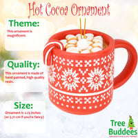
              Hot Cocoa Christmas Ornament Red Mug with Marshmallows & Candy Cane Hot Chocolate
            