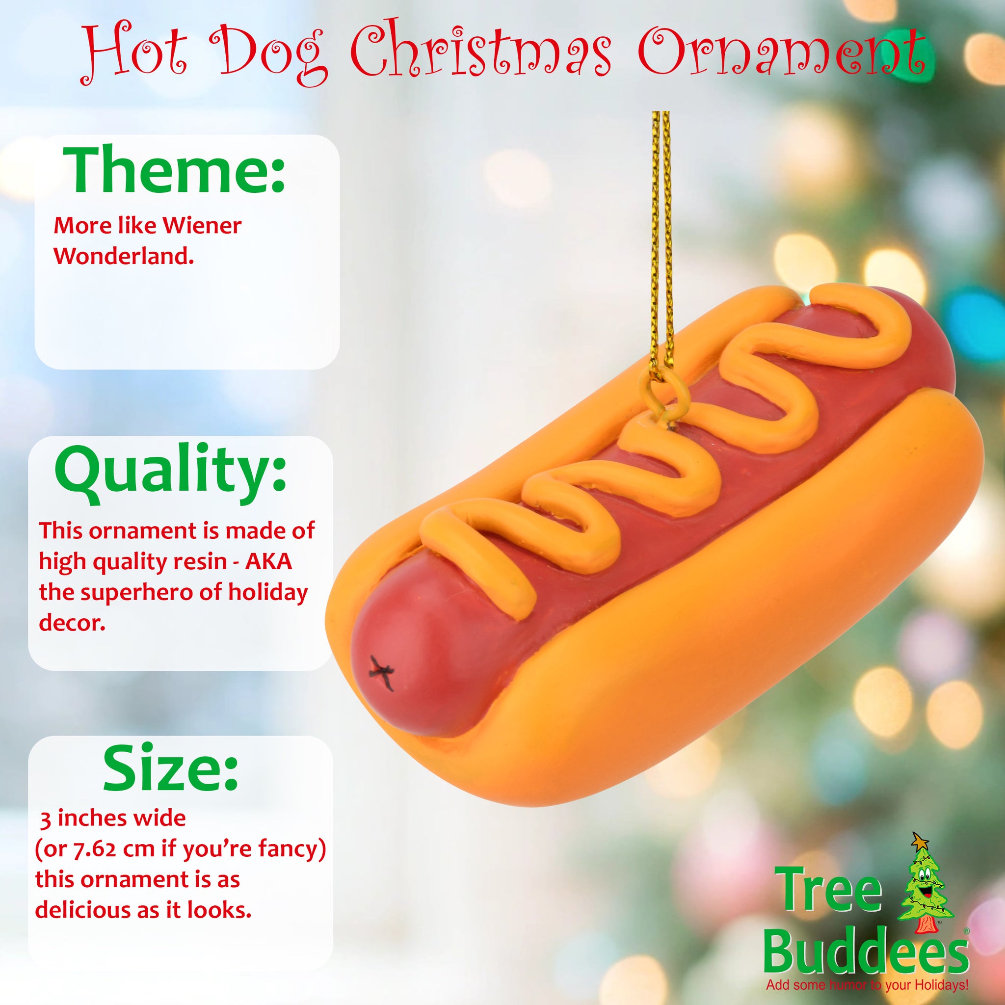 Hot Dog Food Christmas Ornament Decoration| Tree Buddees