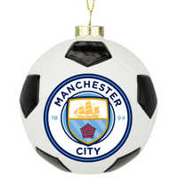 
              Tree Buddees x Manchester City F.C. Official Football Club Bauble Limited Edition Christmas Ornament - Glass Soccer Ball
            