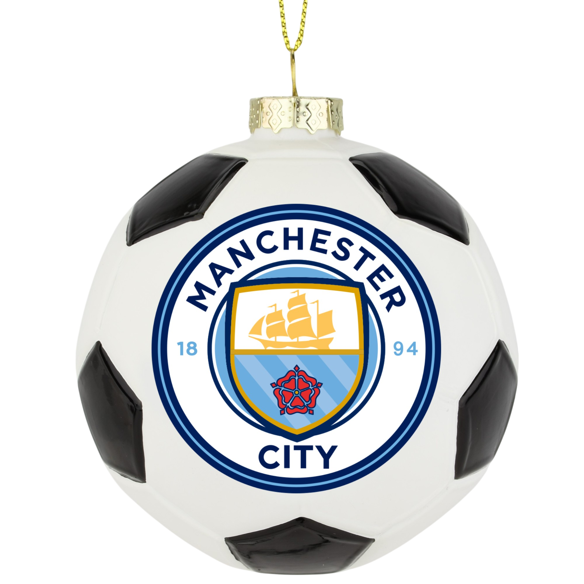 Tree Buddees x Manchester City F.C. Official Football Club Bauble Limited Edition Christmas Ornament - Glass Soccer Ball