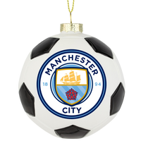 
              Tree Buddees x Manchester City F.C. Official Football Club Bauble Limited Edition Christmas Ornament - Glass Soccer Ball
            