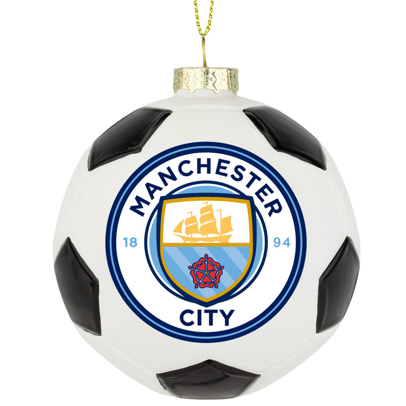 Tree Buddees x Manchester City F.C. Official Football Club Bauble Limited Edition Christmas Ornament - Glass Soccer Ball