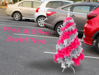 
              Pink and Silver Swirl Colored Artificial Christmas Tree - 4 Foot
            