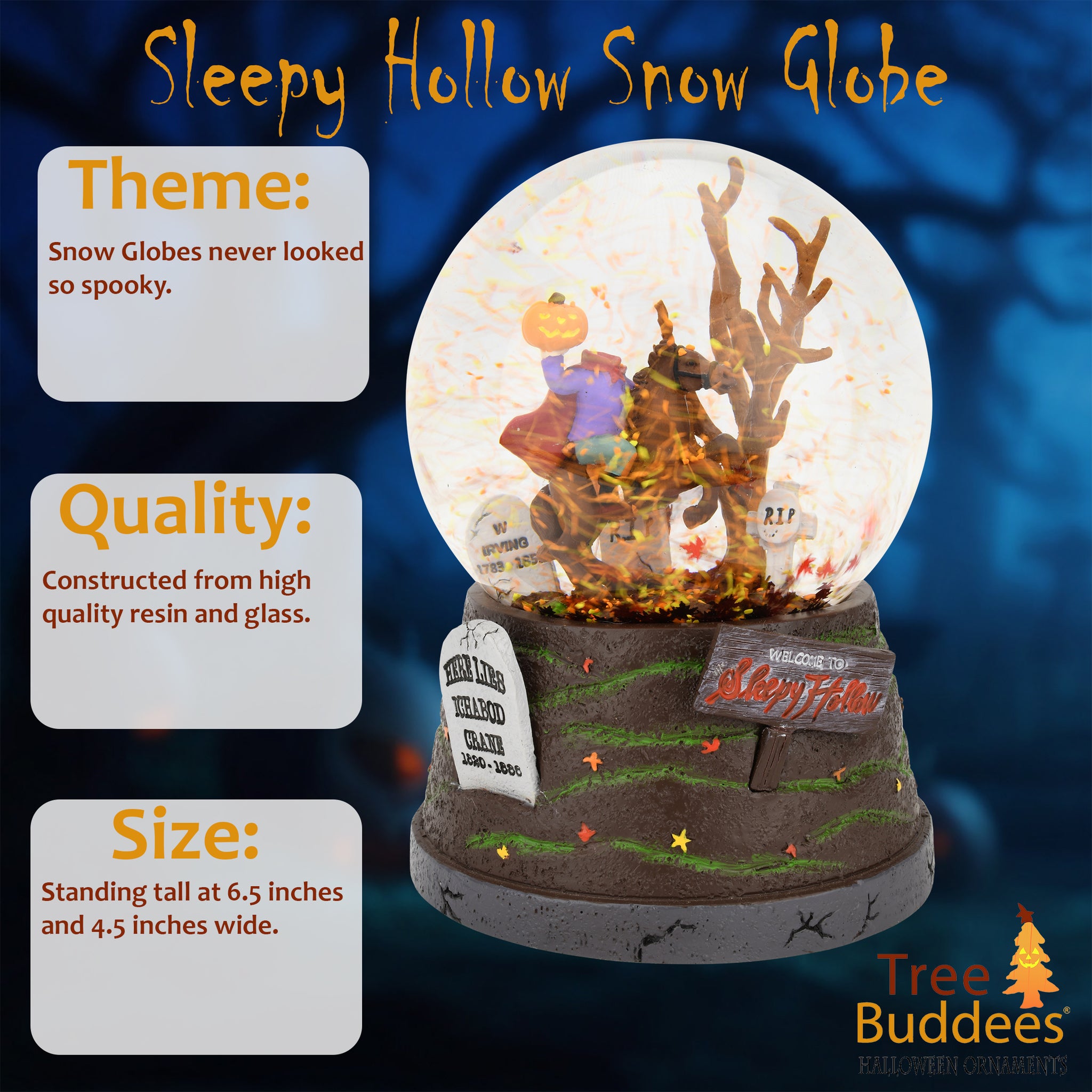Sleepy Hollow Fall Themed Headless Horseman Halloween Snow Globe - Lar ...