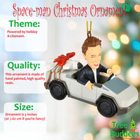 
              Funny Space Man Billionaire Businessman Christmas Ornament Futuristic Truck & Rocket
            