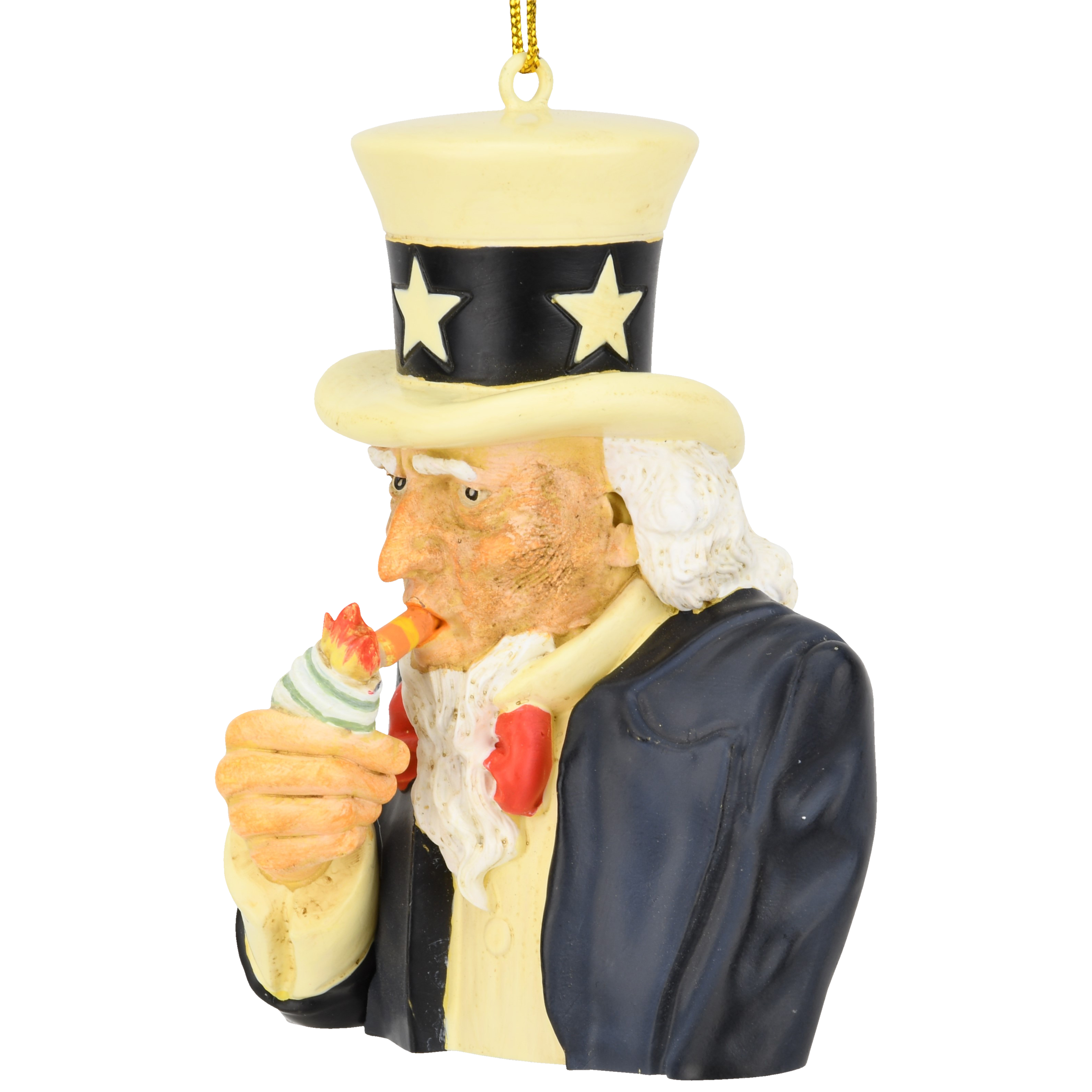 Uncle Sam Lighting a Cigar with $100 Bills Funny Spending Habits Ornament