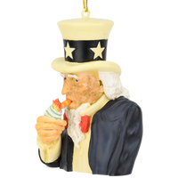 
              Uncle Sam Lighting a Cigar with $100 Bills Funny Spending Habits Ornament
            