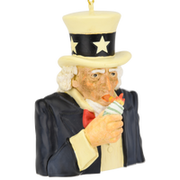 
              Uncle Sam Lighting a Cigar with $100 Bills Funny Spending Habits Ornament
            