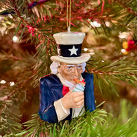 
              Uncle Sam Lighting a Cigar with $100 Bills Funny Spending Habits Ornament
            