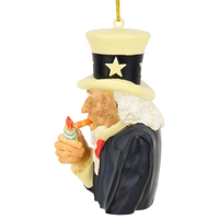 
              Uncle Sam Lighting a Cigar with $100 Bills Funny Spending Habits Ornament
            