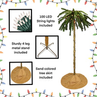 
              50% Off Sale! - 7 Foot Tall Pre-lit Palm Tree Christmas Tree with Sand Colored Skirt & 100 White LED Lights
            