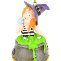 
              Funny Witches Hot Tub Halloween Ornament Witch Drinking in Cauldron
            