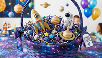
              1 Pound of Outer Space Party Themed Crinkle Paper Shred for Gift Baskets and Packaging
            