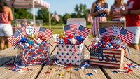 
              1 Pound of USA Themed Crinkle Paper Shred for Gift Baskets and Packaging
            