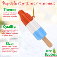 Retro Patriotic Red White and Blue Popsicle Christmas Ornament