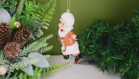 
              Touchdown Santa Christmas Sports Football Ornament (White & Dirty Orange)
            