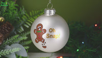 
              Oh Snap! Funny Gingerbread Man Glass Christmas Ornament
            