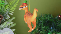 
              Raptor Dinosaur Christmas Ornament Velociraptor with a Stocking
            