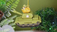 
              Funny Fish Tank Ornament Goldfish Driving an Army Tank
            
