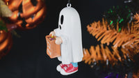 
              Trick or Treating Kid in Ghost Costume Halloween Ornaments
            