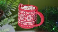 
              Hot Cocoa Mug with Marshmallows & Candy Cane Hot Chocolate Ornament
            