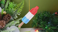 
              Retro Patriotic Red White and Blue Popsicle Christmas Ornament
            