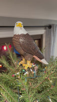 
              Bald Eagle Christmas Tree Topper - 10" Patriotic Holiday Decoration
            