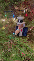 
              Uncle Sam Lighting a Cigar with $100 Bills Funny Spending Habits Ornament
            
