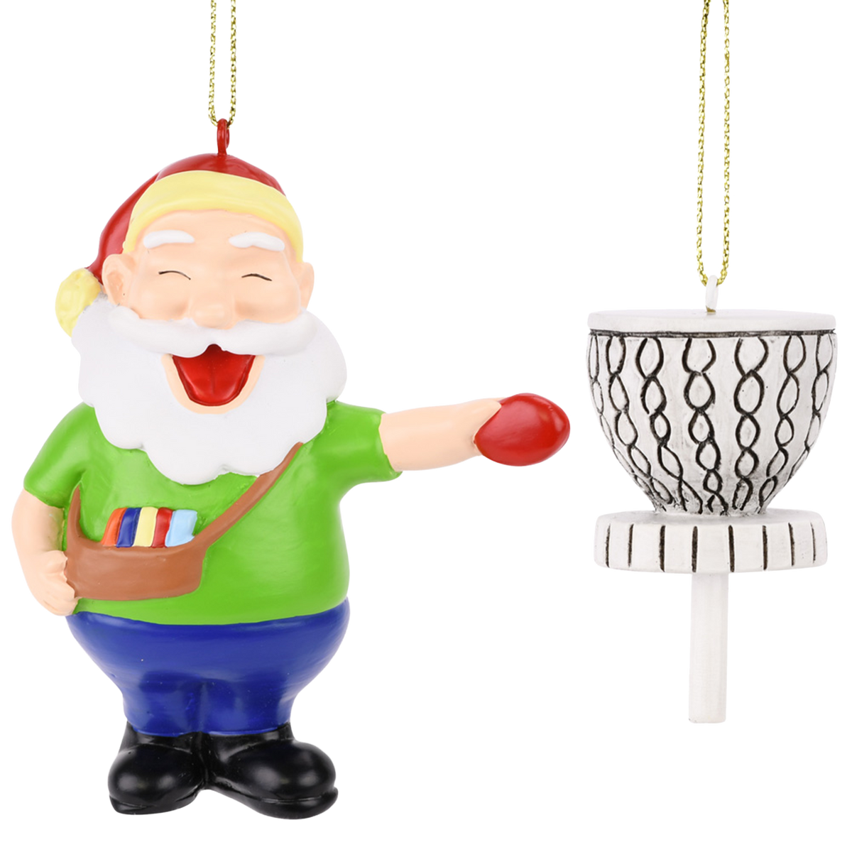 Santa Frisbee Disc Golf Christmas Ornament 2 Piece Set| Tree Buddees
