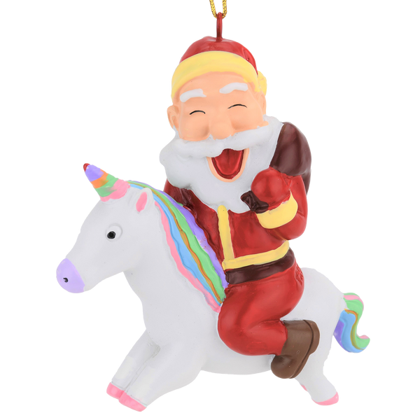 santa riding a unicorn