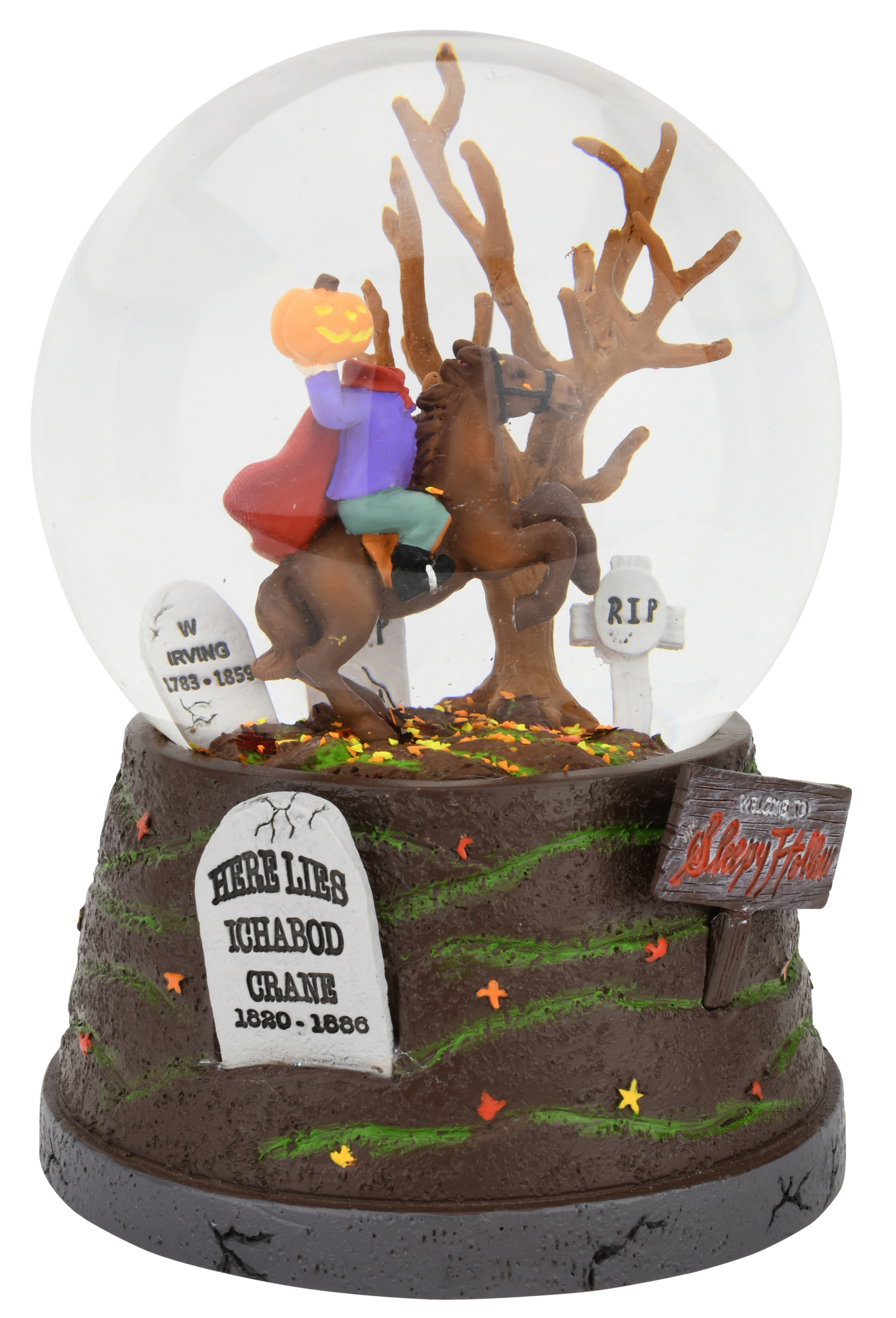 Sleepy Hollow Fall Themed Headless Horseman Halloween Snow Globe - Lar ...
