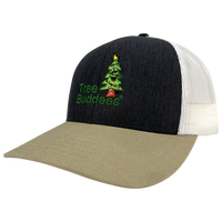 
              Tree Buddees Embroidered Mesh Snapback Hat - Khaki & Grey
            