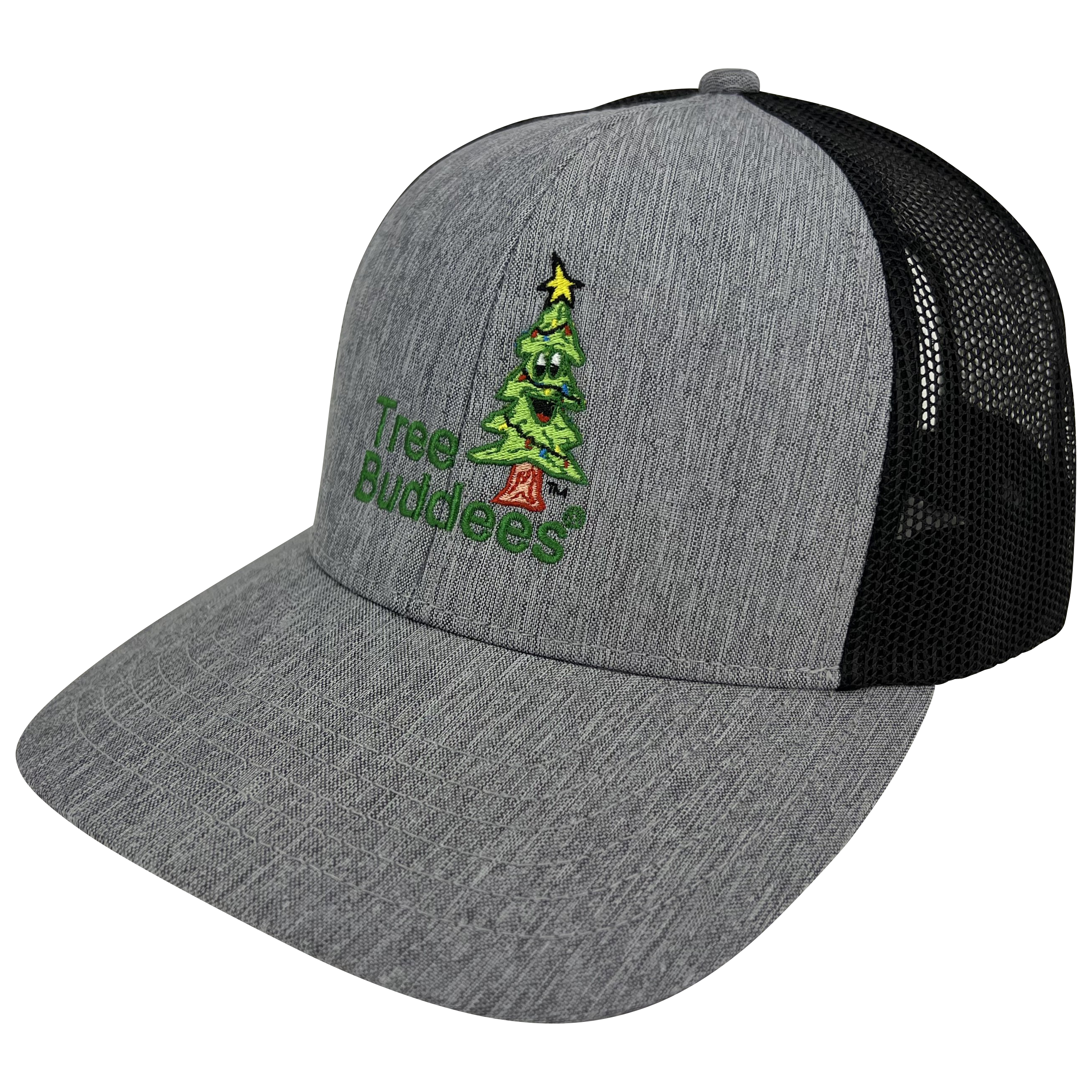 Tree Buddees Embroidered Mesh Snapback Hat - Black & Grey