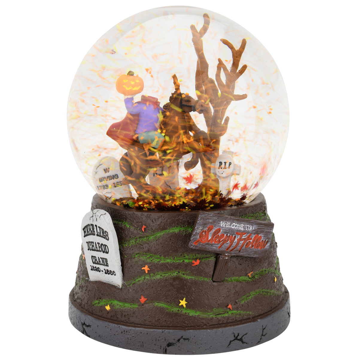 Sleepy Hollow Fall Themed Headless Horseman Halloween Snow Globe - Lar ...