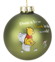 
              Does a Bear Pooh in The Woods? ~ Funny Winnie The Pooh Pooping Glass Christmas Ornaments
            