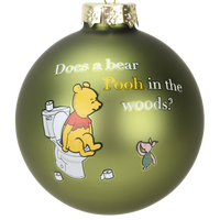 
              Does a Bear Pooh in The Woods? ~ Funny Winnie The Pooh Pooping Glass Christmas Ornaments
            