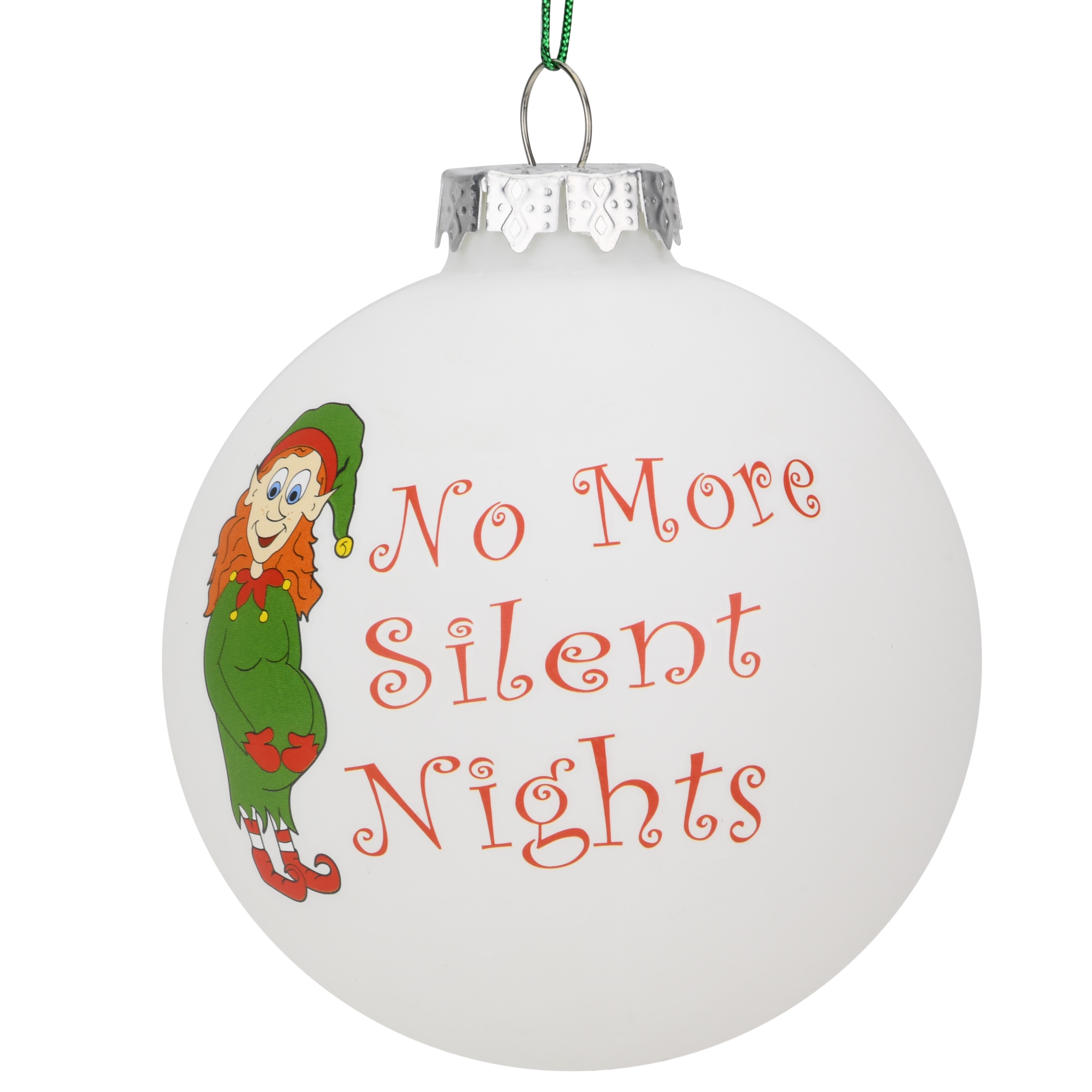 No More Silent Nights Fun Pregnancy Glass Christmas Ornaments